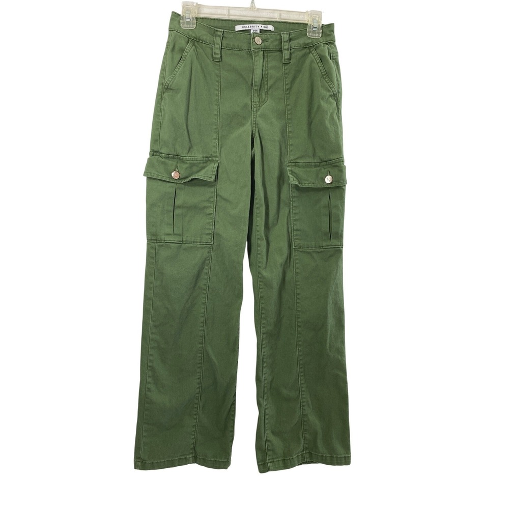 Womens Cargo Pants Jr Sz 1/ 25 Military Green Utility Gorpcore Straight Trouser
